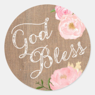 God Bless favour sticker, Baptism Christening Classic Round Sticker