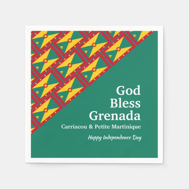 GOD BLESS GRENADA Custom Text GREEN Paper Napkin (Front)