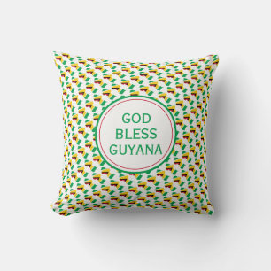 GOD BLESS GUYANA Inspirational Guyanese Flag Throw Pillow