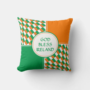GOD BLESS IRELAND Patriotic Irish St Patrick's Day Throw Pillow