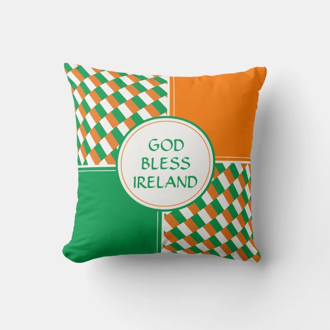 GOD BLESS IRELAND Patriotic Irish St Patrick's Day Throw Pillow (Front)