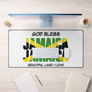 GOD BLESS JAMAICA JAMAICA Flag Desk Mat
