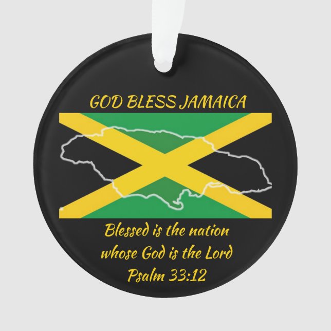 God Bless JAMAICA Patriotic Flag Personalized Ornament (Front)