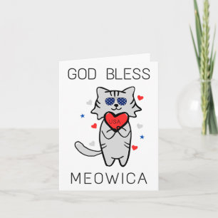 God Bless Meowica Funny Patriotic America Cat Usa Card