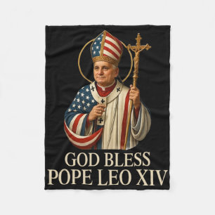 God Bless New Pope Leo Xiv Catholic Church Faith S Fleece Blanket