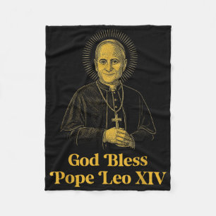God Bless New Pope Leo Xiv Catholic Church Faith S Fleece Blanket