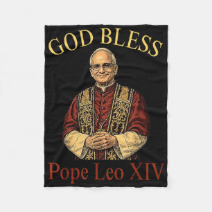 God Bless New Pope Leo Xiv Catholic Church Faith S Fleece Blanket