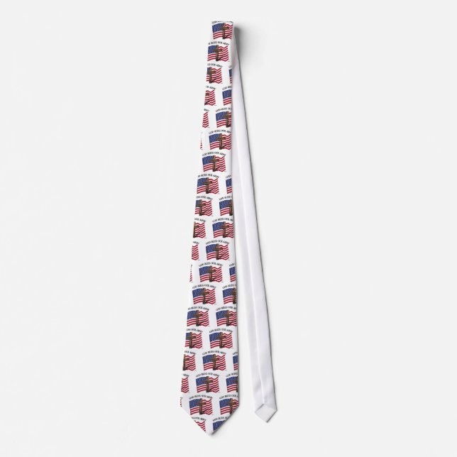 GOD BLESS OUR ARMY with rugged cross & US flag Tie (Front)