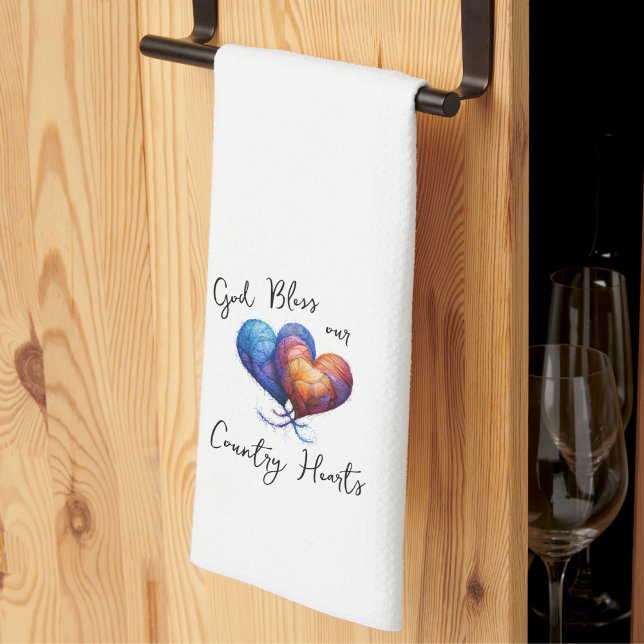 God Bless Our Country Hearts Kitchen Towel (Creator Uploaded)