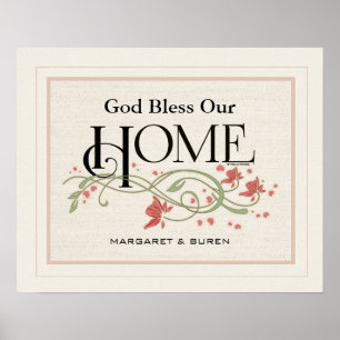 God Bless Our Home: Personalized Poster