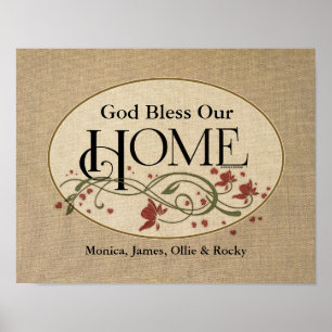 God Bless Our Home: Personalized Poster