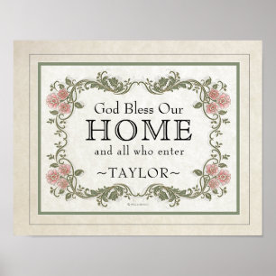 God Bless Our Home: Personalized Poster