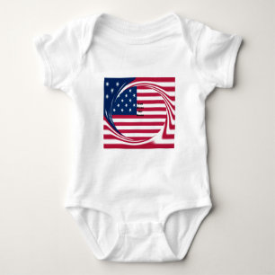 God Bless Our Home: USA Flag Swirl Art Baby Bodysuit
