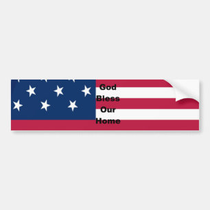 God Bless Our Home: USA Flag Swirl Art Bumper Sticker