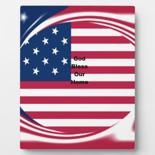 God Bless Our Home: USA Flag Swirl Art Plaque