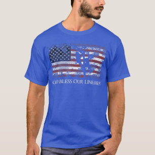 God Bless Our Linemen Cool American Lineman Flag b T-Shirt