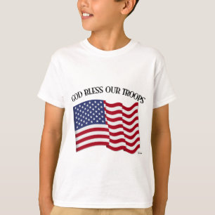 God Bless Our Troops with US flag T-Shirt