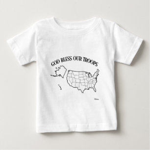 God Bless Our Troops with US outline Baby T-Shirt