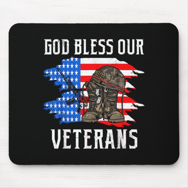 God Bless Our Veterans Memorial Day Mouse Pad (Front)