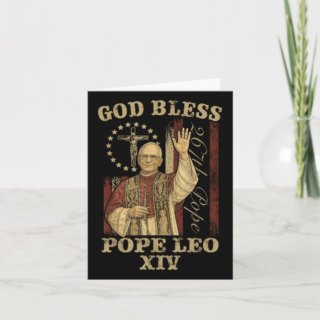 God Bless Pope Leo Xiv Cardinal Robert Prevost  Card (Front)