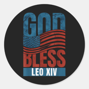 God Bless Pope Leo Xiv Patriotic Usa Flag Classic Round Sticker
