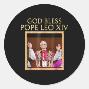 God Bless Pope Leo Xiv Portrait Classic Round Sticker