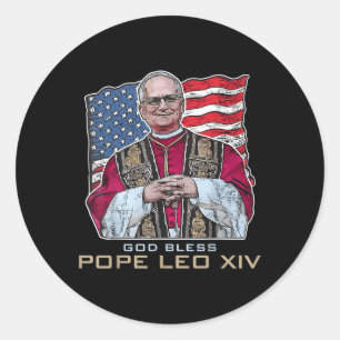 God Bless Pope Leo Xiv Robert New Pope Retro Ameri Classic Round Sticker