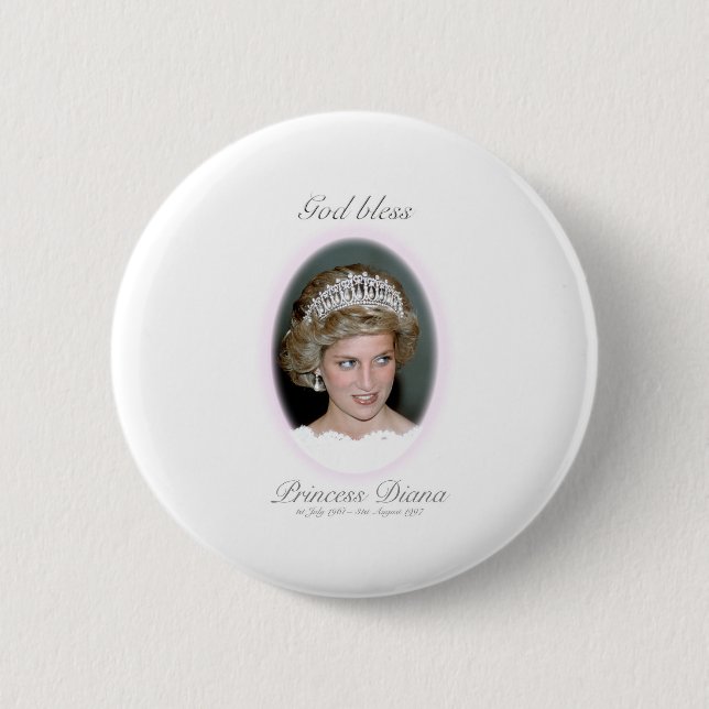 God Bless Princess Diana 2 Inch Round Button (Front)