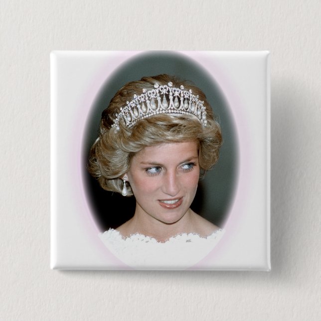 God Bless Princess Diana 2 Inch Square Button (Front)