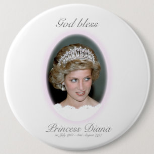 God Bless Princess Diana - Remembrance 6 Inch Round Button