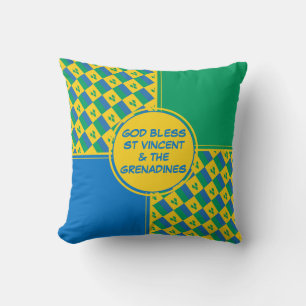 GOD BLESS ST VINCENT Flag Patriotic Throw Pillow