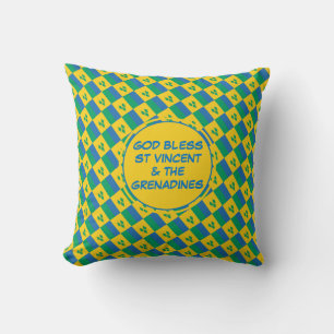 GOD BLESS ST VINCENT Grenadines Flag Throw Pillow