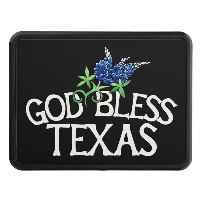 God Bless Texas Bluebonnet Art "Texas Bluebonnets" Trailer Hitch Cover (Front)