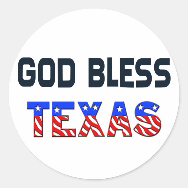 God Bless Texas Classic Round Sticker (Front)