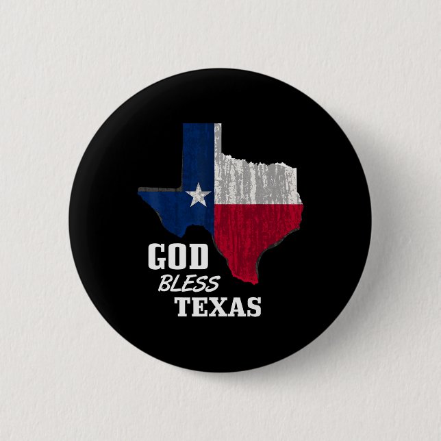 God Bless Texas Flag Texas Independence Day Blue R 2 Inch Round Button (Front)