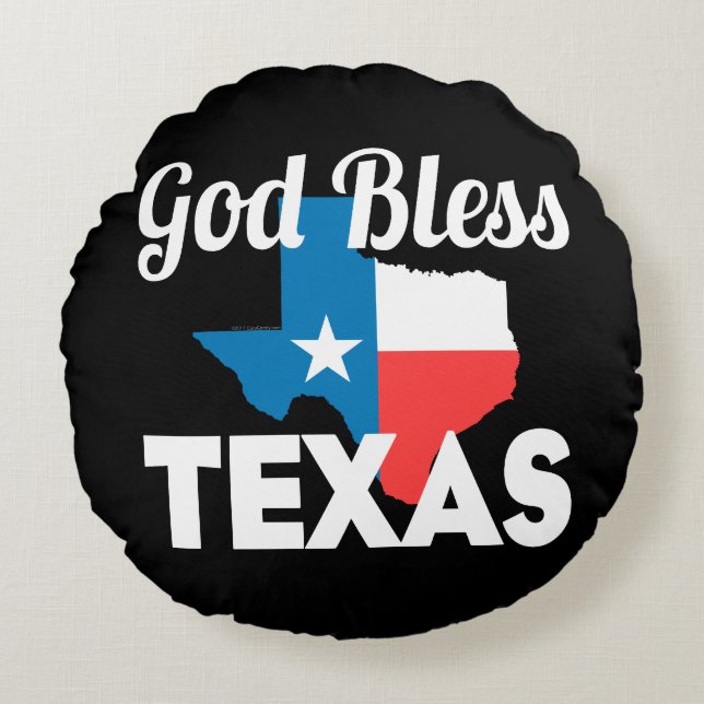 God Bless Texas Round Pillow (Front)