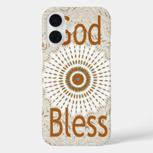 "God Bless"   Text Traditional African Motif Desig iPhone 16 Case
