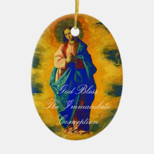 GOD BLESS THE IMMACULATE CONCEPTION CERAMIC ORNAMENT