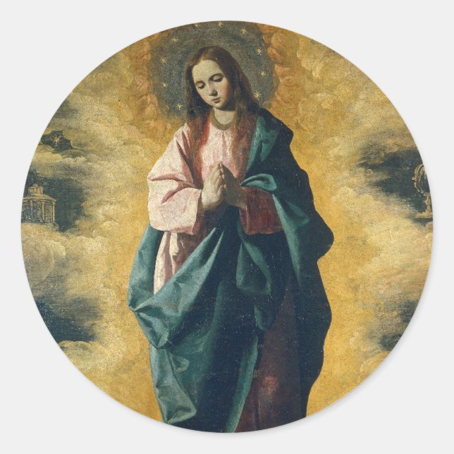 GOD BLESS THE IMMACULATE CONCEPTION CLASSIC ROUND STICKER (Front)