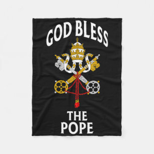 God Bless The Pope Vatican Crest Catholic Prayer B Fleece Blanket