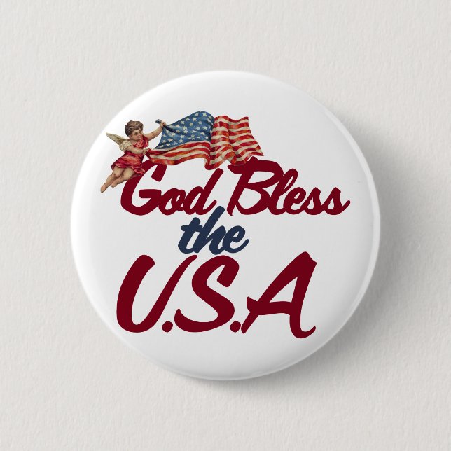 God bless the USA 2 Inch Round Button (Front)