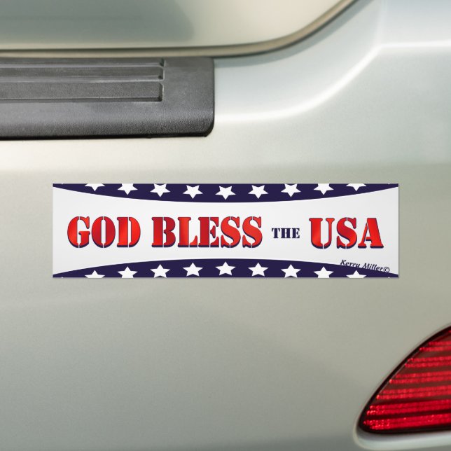 God Bless The USA Bumper Sticker (On Car)