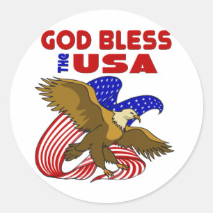 God Bless the USA Classic Round Sticker