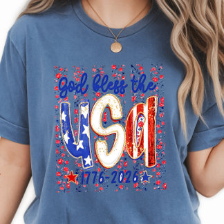 God-Bless-The-USA- Ditsy Floral 4th of July T-Shirt