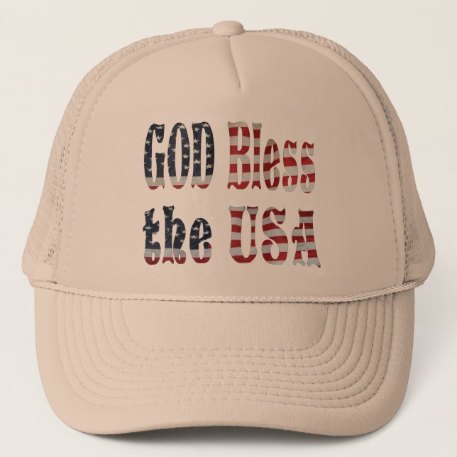 GOD BLESS THE USA-HAT TRUCKER HAT (Front)