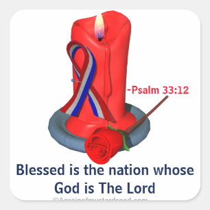 God Bless the USA Ribbon Square Sticker