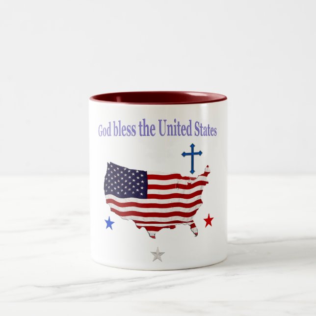 God bless the USA Two-Tone Coffee Mug (Center)
