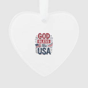 God Bless the USA Vintage Patriotic Faith Shirt De Ornament
