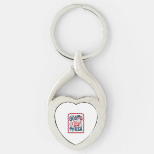 God Bless The USA Vintage Patriotic Shirt Design_1 Keychain