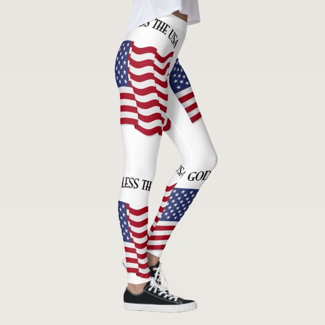 God Bless The USA With Flag Leggings (Right)